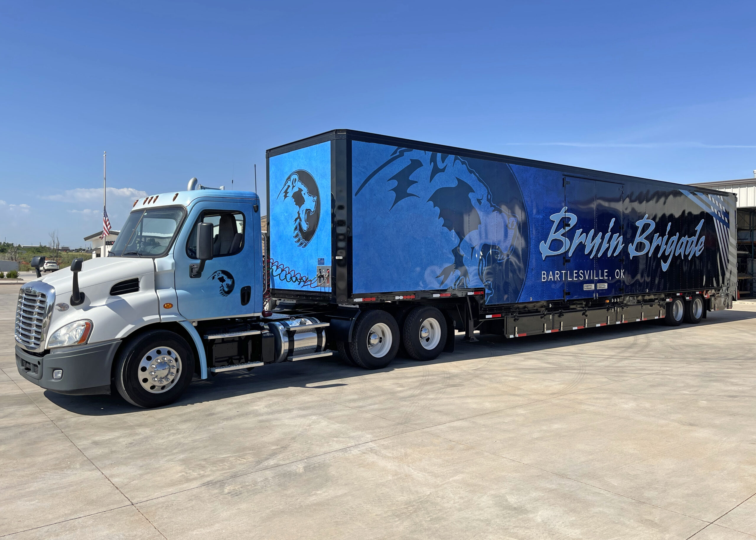 Truck and trailer matching lettering and wrap, Clubhouse Graphics in Edmond, Oklahoma